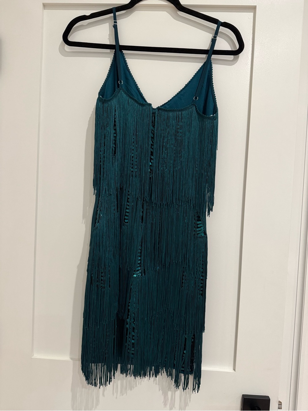 Get in the Groove Emerald Green Sequin Fringe Bodycon Dress - Picture 3 of 5